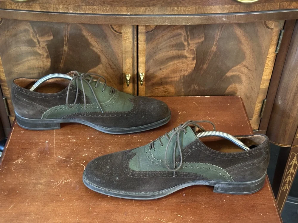 Donald J Pliner Suede Two-Tone Wingtip Oxfords